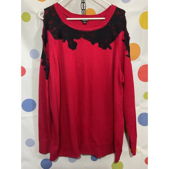 Torrid Size 4 Sweater Cutout Sleeves Red Blk - Picture 7 of 11